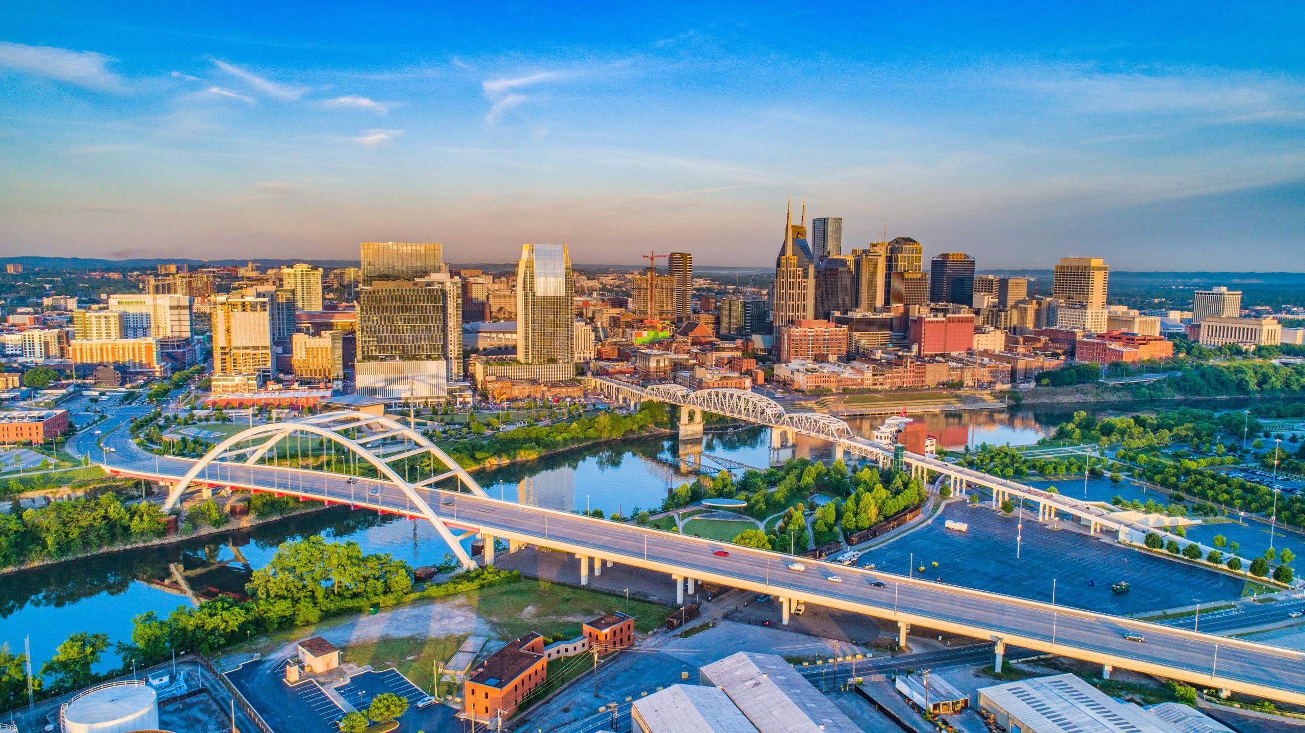 Downtown nashville, tennessee, usa aerial
